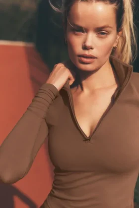 Alo Softsculpt Precision 1/4 Zip met lange mouwen - Sun Kissed Brown