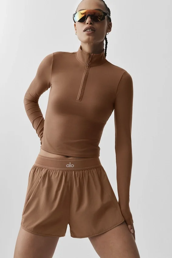 Alo Softsculpt Precision 1/4 Zip met lange mouwen - Sun Kissed Brown