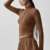 Alo Softsculpt Precision 1/4 Zip met lange mouwen - Sun Kissed Brown