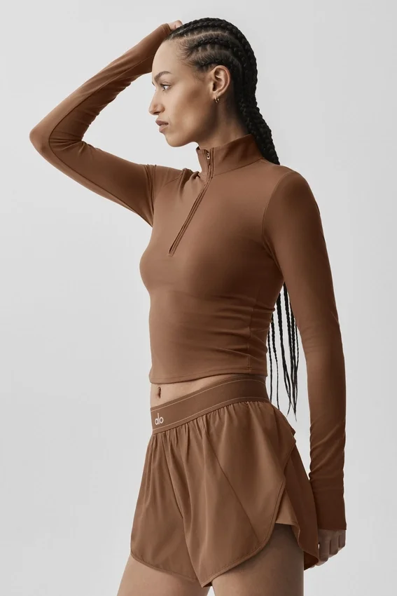 Alo Softsculpt Precision 1/4 Zip met lange mouwen - Sun Kissed Brown