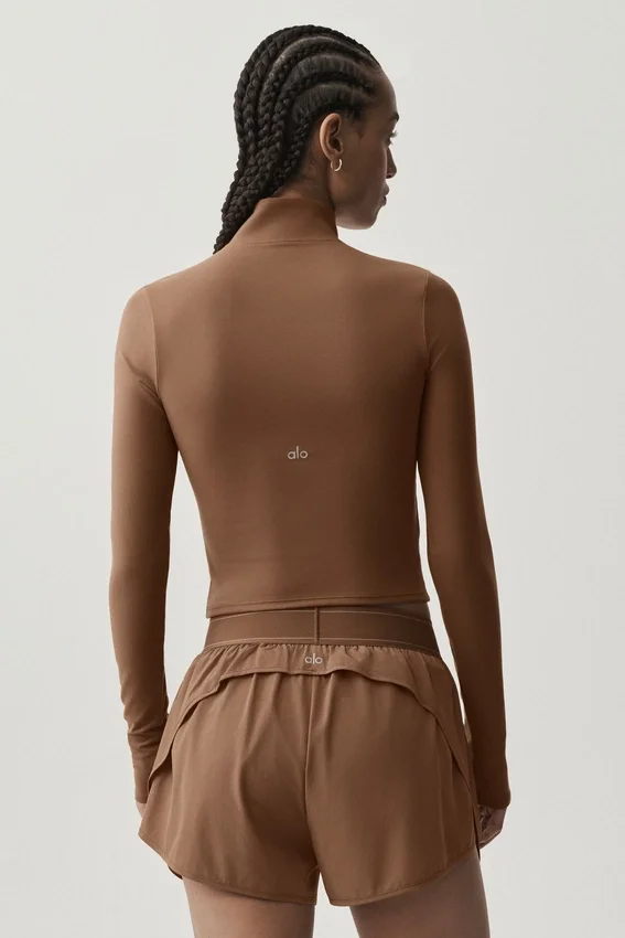 Alo Softsculpt Precision 1/4 Zip met lange mouwen - Sun Kissed Brown