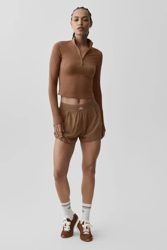 Alo Softsculpt Precision 1/4 Zip met lange mouwen - Sun Kissed Brown