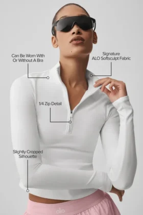 Alo Softsculpt Precision 1/4 Zip met lange mouwen – White
