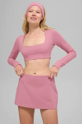 Alo Softsculpt Precision-bh met lange mouwen – Pink Wild Rose