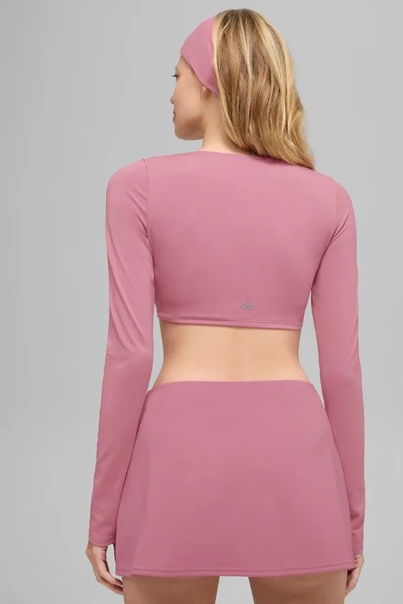 Alo Softsculpt Precision-bh met lange mouwen – Pink Wild Rose