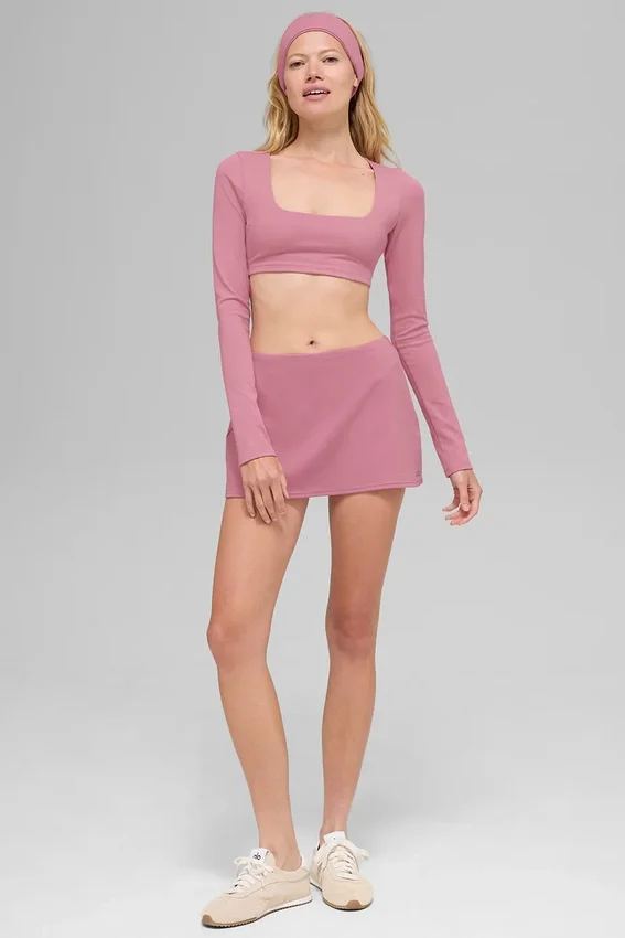 Alo Softsculpt Precision-bh met lange mouwen – Pink Wild Rose