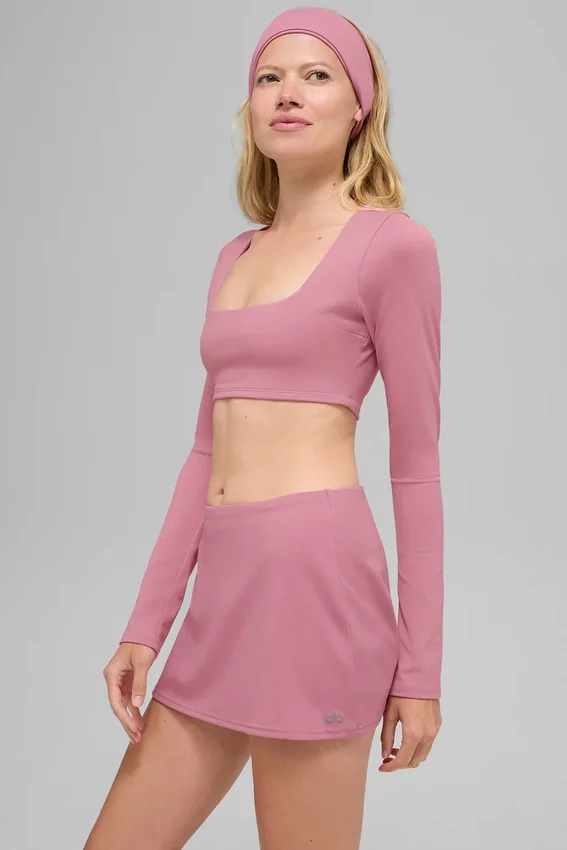 Alo Softsculpt Precision-bh met lange mouwen – Pink Wild Rose