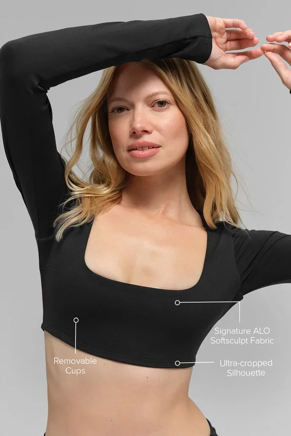 Alo Softsculpt Precision-bh met lange mouwen - Zwart
