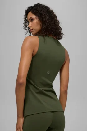 Alo Softsculpt Precision lange bh-tanktop – Green Olive
