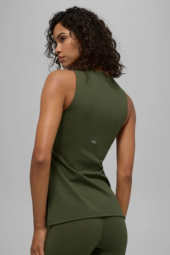 Alo Softsculpt Precision lange bh-tanktop - Green Olive