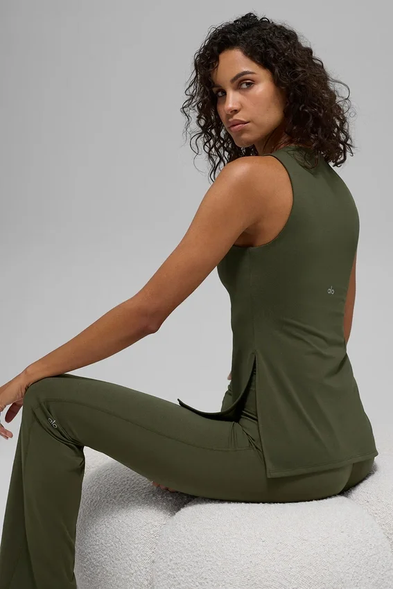 Alo Softsculpt Precision lange bh-tanktop - Green Olive
