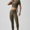 Alo Softsculpt Precision T-shirt met halflange mouwen - Olive Tree