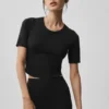 Alo Softsculpt Precision T-shirt met halflange mouwen - Zwart