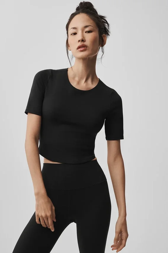 Alo Softsculpt Precision T-shirt met halflange mouwen - Zwart