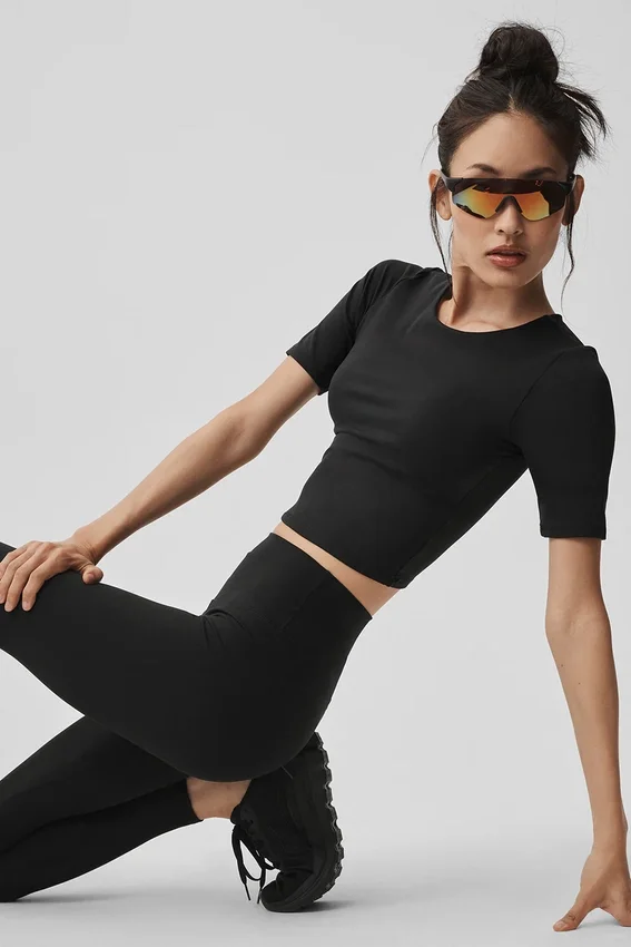 Alo Softsculpt Precision T-shirt met halflange mouwen - Zwart