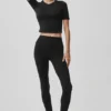 Alo Softsculpt Precision T-shirt met halflange mouwen - Zwart