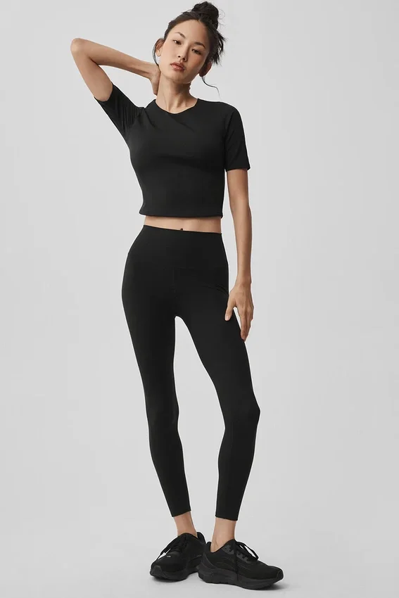 Alo Softsculpt Precision T-shirt met halflange mouwen - Zwart