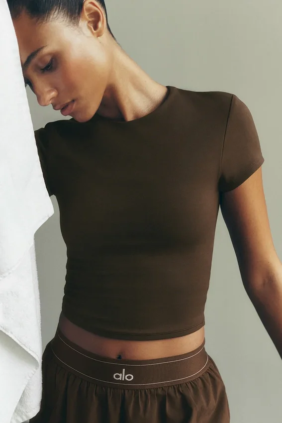 Alo Softsculpt Precision-top met korte mouwen - Espresso