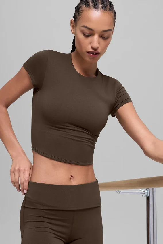 Alo Softsculpt Precision-top met korte mouwen - Espresso