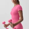 Alo Softsculpt Precision-top met korte mouwen - Paradise Pink