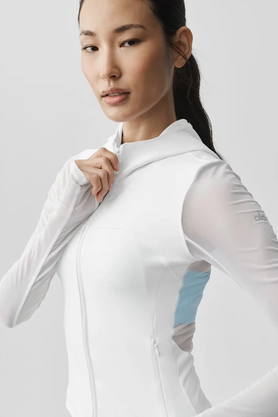Alo Softsculpt Superset-jas met doorlopende rits – Wit
