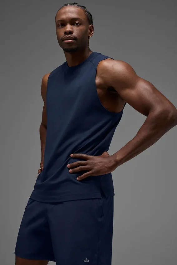 Alo Vapor Muscle Tank - Navy