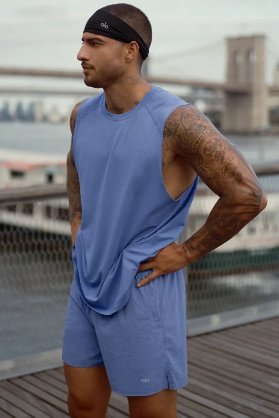 Alo Vapor Muscle Tank - Provence Blue