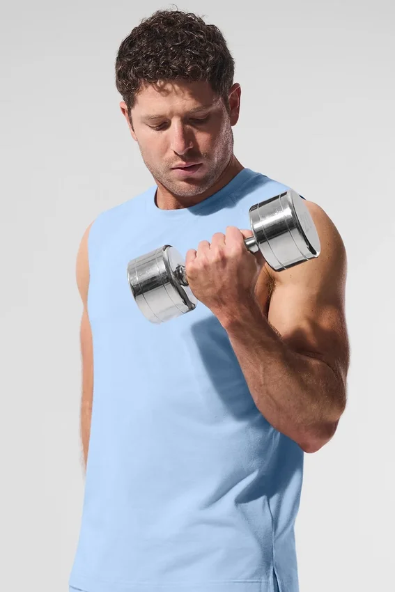 Alo Vapor Muscle Tank - Seashell Blue