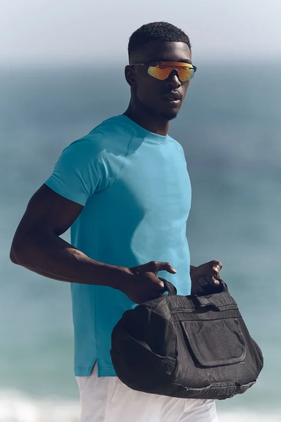 Alo Vapor T-shirt met ronde hals en korte mouwen - Blue Breeze