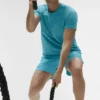 Alo Vapor T-shirt met ronde hals en korte mouwen - Blue Breeze