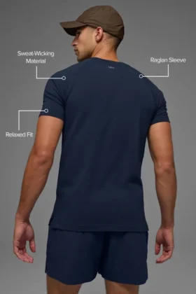 Alo Vapor T-shirt met ronde hals en korte mouwen – Navy