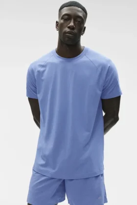 Alo Vapor T-shirt met ronde hals en korte mouwen – Provence Blue
