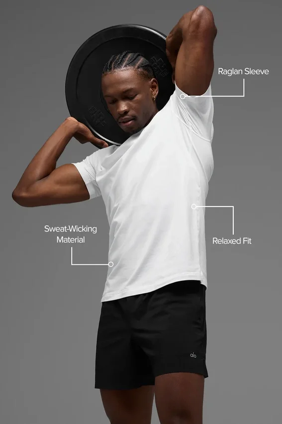 Alo Vapor T-shirt met ronde hals en korte mouwen - White