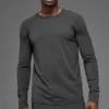 Alo Vapor T-shirt met ronde hals en lange mouwen - Anthracite