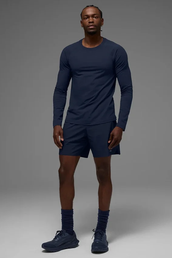 Alo Vapor T-shirt met ronde hals en lange mouwen - Marineblauw
