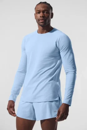 Alo Vapor T-shirt met ronde hals en lange mouwen - Seashell Blue