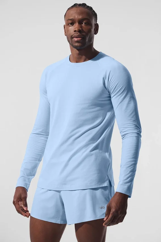 Alo Vapor T-shirt met ronde hals en lange mouwen - Seashell Blue