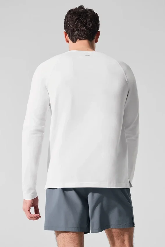 Alo Vapor T-shirt met ronde hals en lange mouwen - Wit