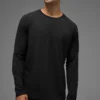 Alo Vapor T-shirt met ronde hals en lange mouwen - Zwart