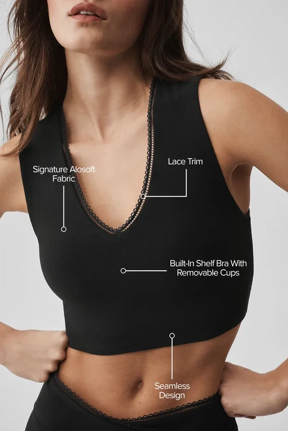 Alosoft Affection V-hals beha-tanktop - Zwart