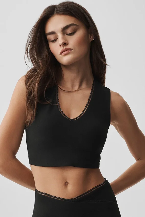 Alosoft Affection V-hals beha-tanktop - Zwart
