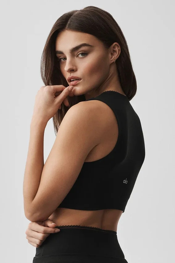 Alosoft Affection V-hals beha-tanktop - Zwart