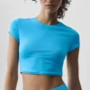 Alosoft Crop Finesse met korte mouwen - Azuurblauw