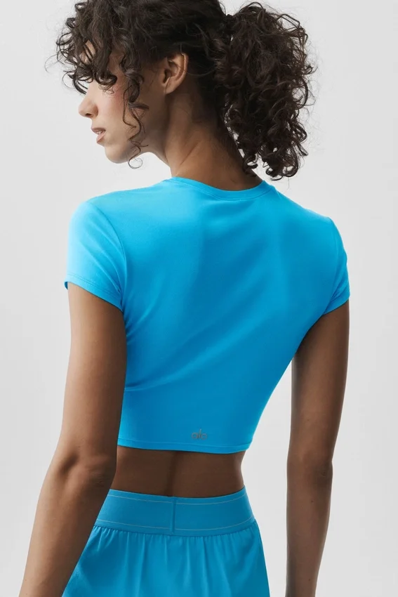 Alosoft Crop Finesse met korte mouwen - Azuurblauw