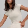 Alosoft Crop Finesse met korte mouwen - Bone