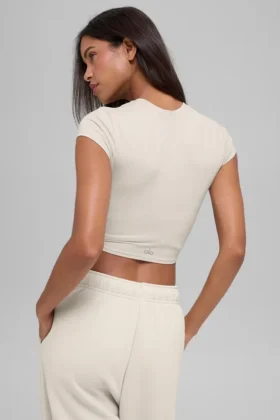 Alosoft Crop Finesse met korte mouwen – Bone
