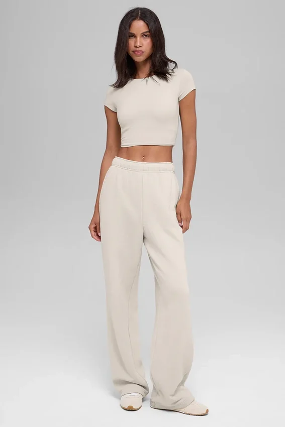 Alosoft Crop Finesse met korte mouwen - Bone