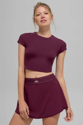 Alosoft Crop Finesse met korte mouwen - Bordeauxrood