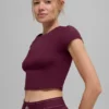 Alosoft Crop Finesse met korte mouwen - Bordeauxrood