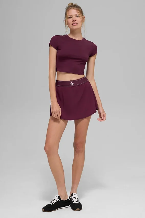 Alosoft Crop Finesse met korte mouwen - Bordeauxrood